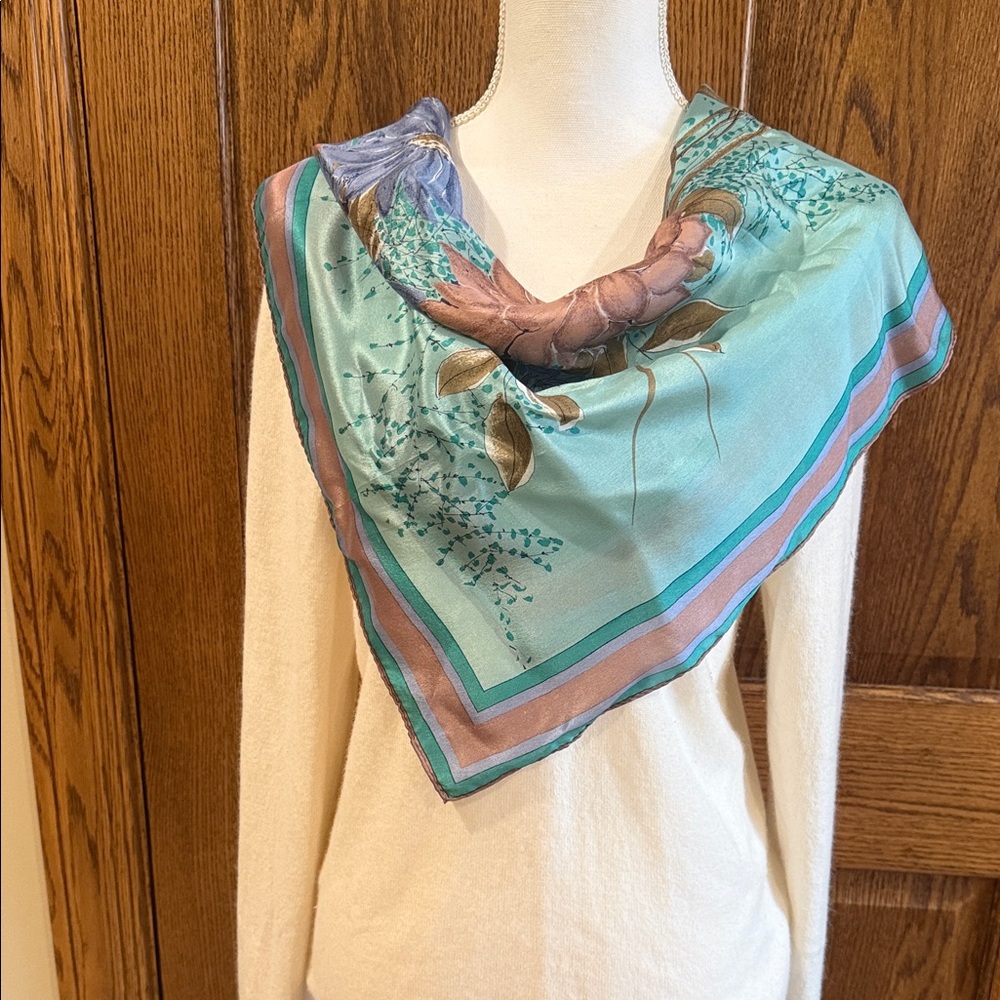 Elegant Square Floral Silk Scarf